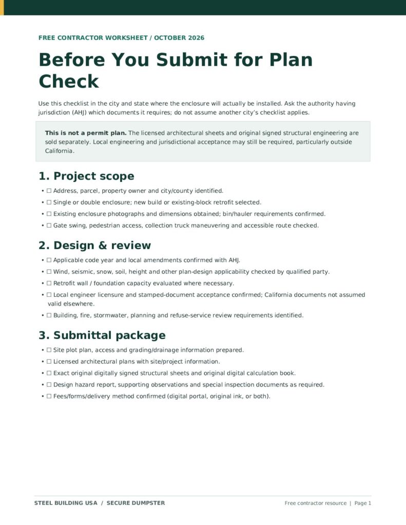 Cover preview of Plan-Check Readiness Checklist PDF